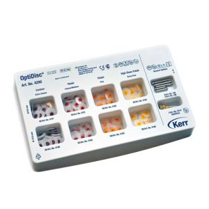 Disco Pulido Kit Optidisc 9.6mm / 240 unid (120 discos 9.6mm / 120 discos 12.6mm / 5 mandriles, 1 optishine)  KERR